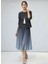 Kadın Beli Lastikli Simli Tül Midi Boy Curve Spor Şık Lacivert Etek 1