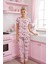 Kısa Kollu Alt Uzun Donut Baskılı Pijama Takımı 4