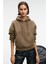 Selene Kadın Kapüşonlu Kangru Cepli Regular Fit Vizon Sweatshirt 3