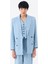 Oversize Kruvaze Kesim Ceket - Mavi 1