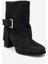 Lore Siyah Süet Hakiki Deri Tokalı Kadın Topuklu Bot 3