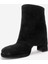 Lore Siyah Süet Hakiki Deri Tokalı Kadın Topuklu Bot 4