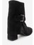 Lore Siyah Süet Hakiki Deri Tokalı Kadın Topuklu Bot 5
