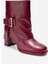 Lore Bordo Kırışık Rugan Hakiki Deri Tokalı Kadın Topuklu Bot 3