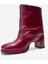 Lore Bordo Kırışık Rugan Hakiki Deri Tokalı Kadın Topuklu Bot 4