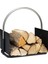 Gümüş Premium Metal Saplı Metal Odunluk Standı-Firewood Rack Basket 1