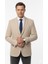 Erkek Bej Slim Fit Blazer Ceket – Çizgili Dokulu Kumaş – Çift Düğmeli 1