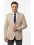 Erkek Bej Slim Fit Blazer Ceket – Çizgili Dokulu Kumaş – Çift Düğmeli 4