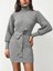 Kadın Uzun Kollu Balıkçı Yaka Beli Kuşaklı Mini Triko Elbise 3