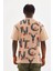 Unisex Baskılı Oversize T-Shirt - Bej 2
