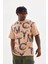 Unisex Baskılı Oversize T-Shirt - Bej 3