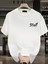 Baskılı Oversize Bisiklet Yaka T-Shirt - Beyaz 2