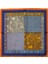 Turuncu Lacivert Patchwork Desenli Ipeksi Fular 2