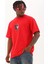 Unisex Oversize Baskılı Bisiklet Yaka T-Shirt - Kırmızı 3