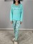 Kadın Pamuklu Viscon Çiçek Desenli Pijama Takımı (Yeşil) Yeşil XL 1