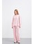 Pembe Kadın Oversize Pike Dokulu Bol Paça Alt-Üst Takım 1