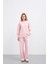 Pembe Kadın Oversize Pike Dokulu Bol Paça Alt-Üst Takım 2