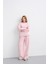 Pembe Kadın Oversize Pike Dokulu Bol Paça Alt-Üst Takım 3