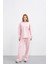 Pembe Kadın Oversize Pike Dokulu Bol Paça Alt-Üst Takım 4