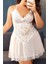 Arias Closet Büyük Beden Beyaz Dantel Işlemeli Ince Askılı Gecelik 1
