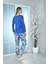 Viskon Desenli Pijama Takımı (Mavi) Mavi 2XL 5