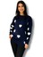 Kadın Bisiklet Yaka Kalpli Triko Kazak Lacivert M 2