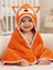 %100 Pamuk Tilki Nakışlı Bebek Havlu Kundak 75X75 cm Fox Turuncu 1