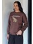 Kadın Bisiklet Yaka Baskılı Şardonlu Sweatshirt P-00019310 2