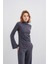 Füme Kadın Yumuşak Dokulu Premium Modal Balıkçı Yaka Asimetrik Kesim Alt-Üst Takım 4