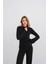 Siyah Kadın Yumuşak Dokulu Premium Modal Balıkçı Yaka Asimetrik Kesim Alt-Üst Takım 4