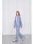 Mavi Kadın Pike Dokulu Bel Ayarlanabilir Oversize Ceket Pantolon Takım 1
