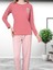 Love Kalp Desenli Pamuk Kadın Pijama Takımı (Pembe) Pembe XL 2
