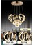 Kumandalı 3 Renk Işık Özellikli 4 Toplu Modern Gold Kaplama Sarkıt LED Avize Salon Avize 4