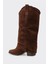 Kahve Deri Kadın Western Çizme 3
