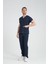 Üniforma V Yaka Lacivert Unisex Likralı Ütü Istemeyen Unisex Doktor Hemşire Scrubs Takım 1