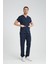 Üniforma V Yaka Lacivert Unisex Likralı Ütü Istemeyen Unisex Doktor Hemşire Scrubs Takım 2