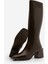 Kadın Küt Burun Fermuarlı Kalın Topuklu Çizme Lusso Kahve Croco 7