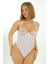 Beyaz Çizgili Bodysuit - 877 2