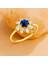 14 Ayar Altın Mavi Safir Baget Yüzük 2