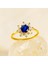 14 Ayar Altın Mavi Safir Baget Yüzük 3