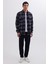 Erkek Slim Fit Dar Kesim Uzun Kollu Kapaklı Çift Cepli Kareli Kışlık Oduncu Gömlek 4
