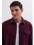 Erkek Slim Fit Tek Cep Kapaklı Düz Oduncu Spor Bordo Gömlek 2