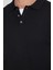 Erkek Standart Fit Normal Kesim Pamuklu Polo Yaka Siyah Kazak 3