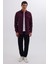 Erkek Slim Fit Tek Cep Kapaklı Düz Oduncu Spor Bordo Gömlek 4
