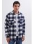 Erkek Slim Fit Dar Kesim Uzun Kollu Kapaklı Çift Cepli Kareli Kışlık Oduncu Gömlek 1