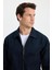 Erkek Relax Fit Rahat Kesim Çift Cep Kapaklı Fermuarlı Beli Lastikli Düz Lacivert Ceket Mont Gömlek 2