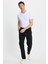 Erkek Slim Fit Dar Kesim Beli Lastikli Bağcık Detaylı Siyah Pantolon 2