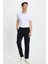 Erkek Slim Fit Dar Kesim Beli Lastikli Bağcık Detaylı Siyah Pantolon 3