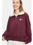 Yoko Bordo Fermuarlı Baskılı Oversize Fit Kadın Sweatshirt 1