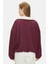 Yoko Bordo Fermuarlı Baskılı Oversize Fit Kadın Sweatshirt 2